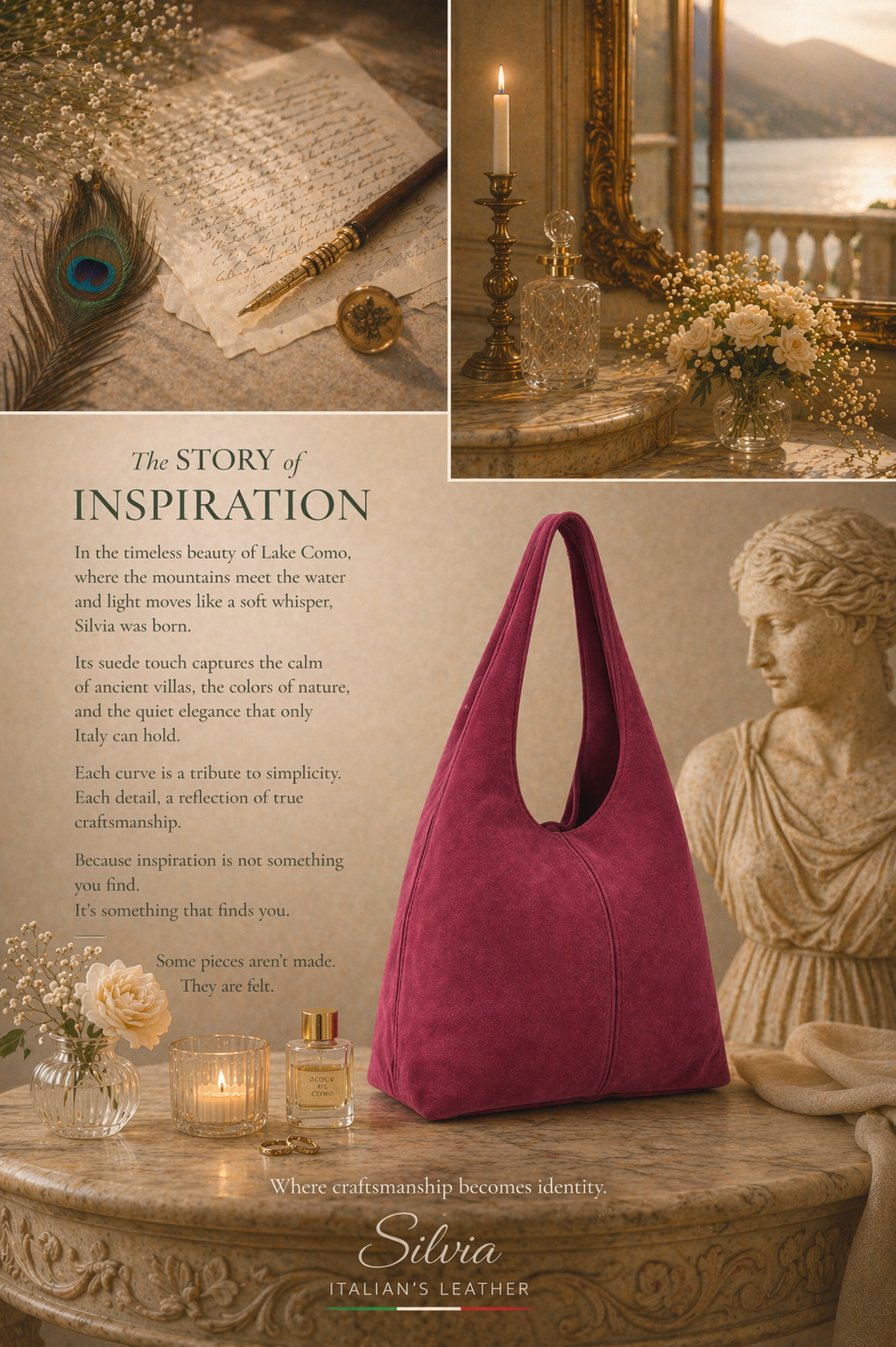 SILVIA - Suede leather bag