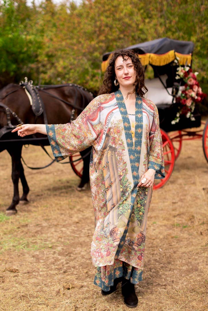 Love Revolution Opera Duster Kimono Robe w/ horse & florals - Canada