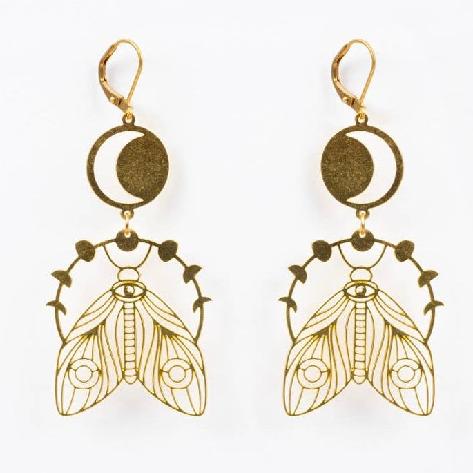 Moon Moth Earrings - Guatemala