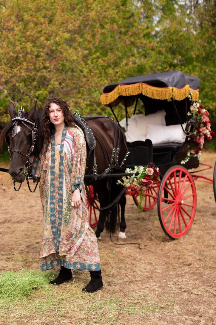 Love Revolution Opera Duster Kimono Robe w/ horse & florals - Canada