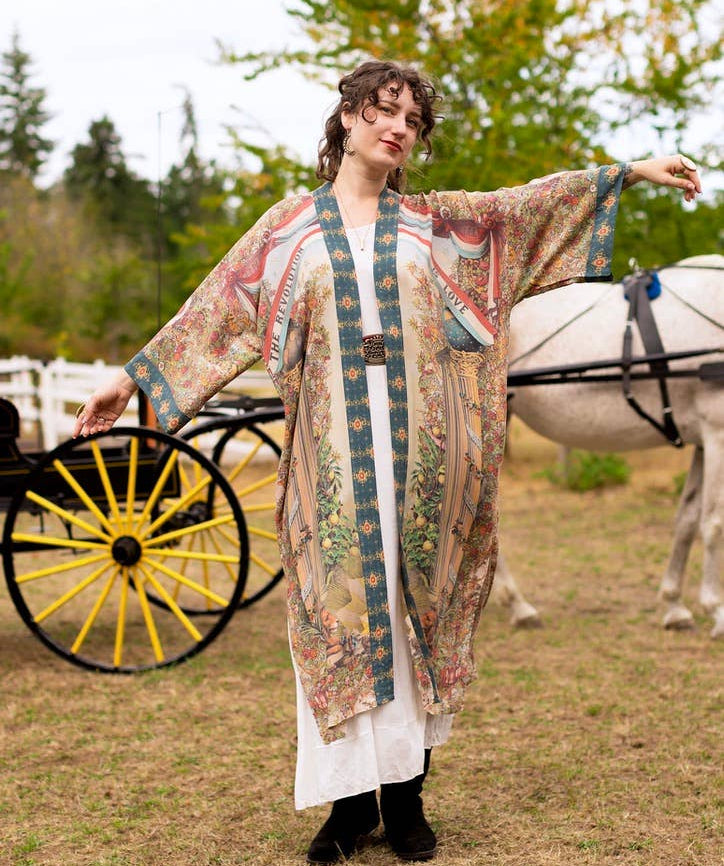 Love Revolution Opera Duster Kimono Robe w/ horse & florals - Canada