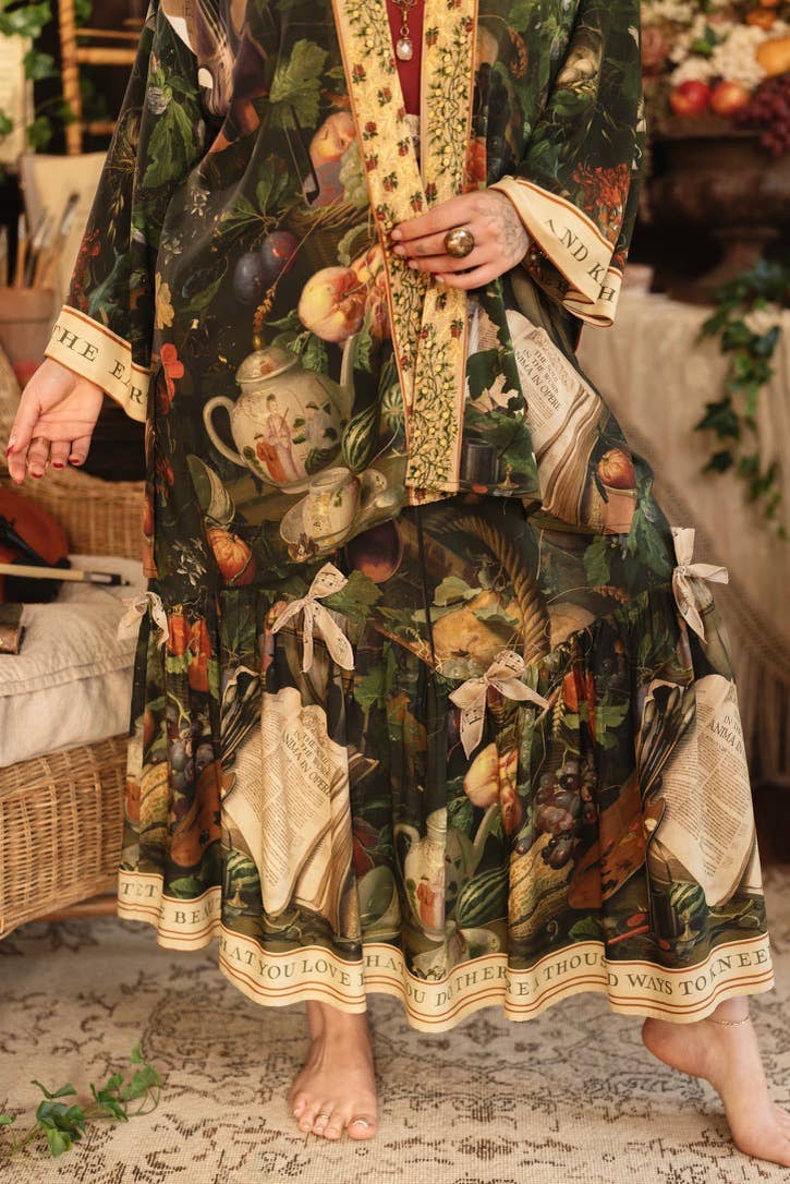 Labour of Love Maxi Length Atelier Skirt w/ Florals & Violin