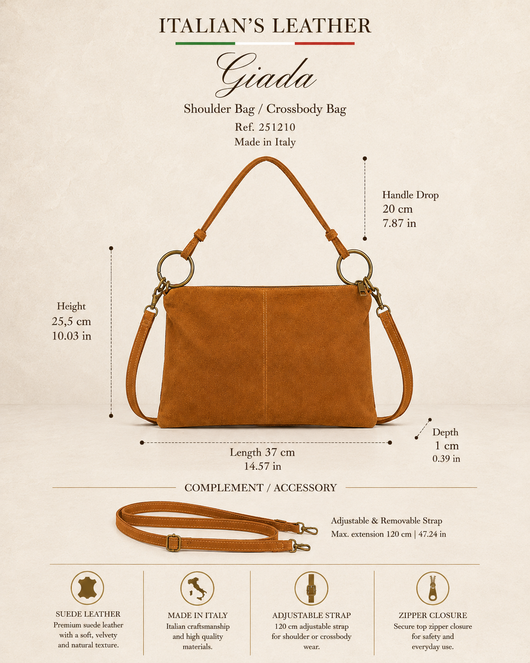 Giada Suede Leather Bag - Italy