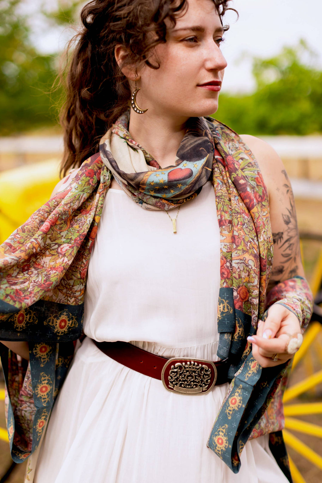 Love Revolution Bohemian Scarf with sun, horse, & florals - Canada