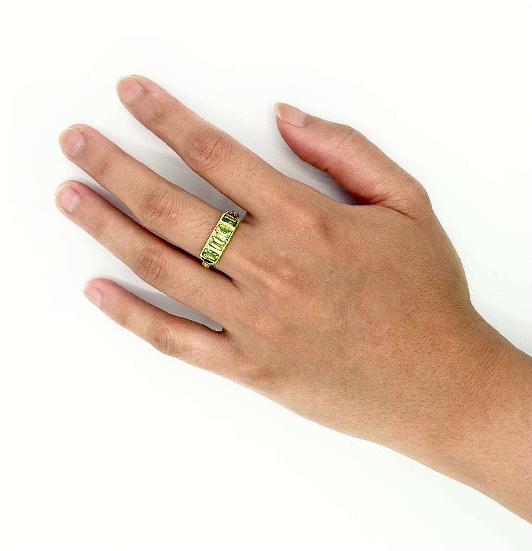 Brass Peridot Bar Ring - India