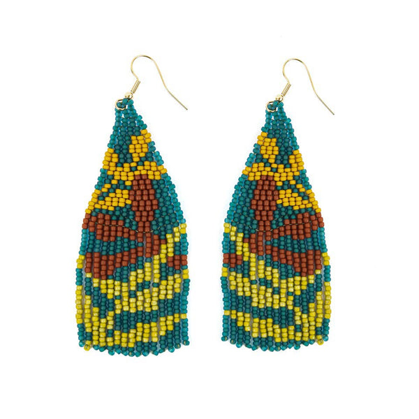 Beaded Botanica Fringe Earrings