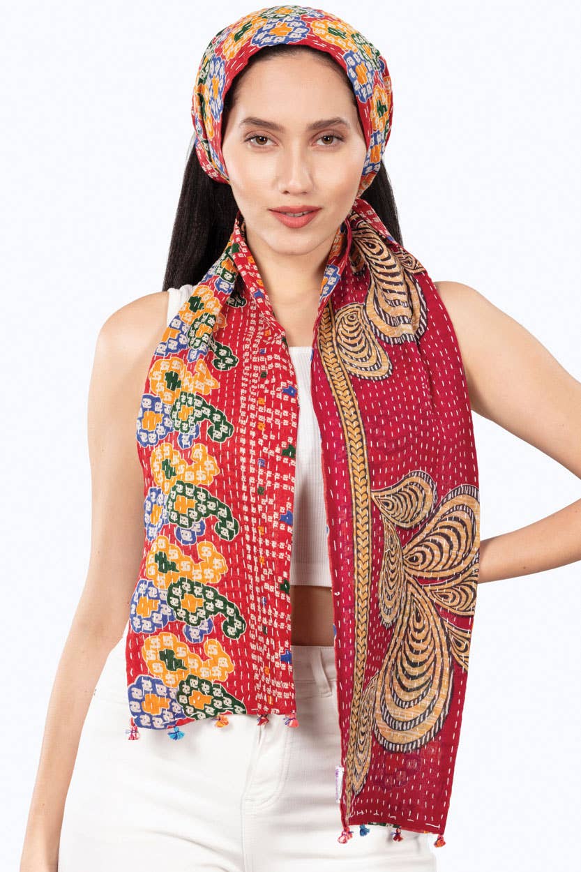 Reversible Kantha Head Scarf