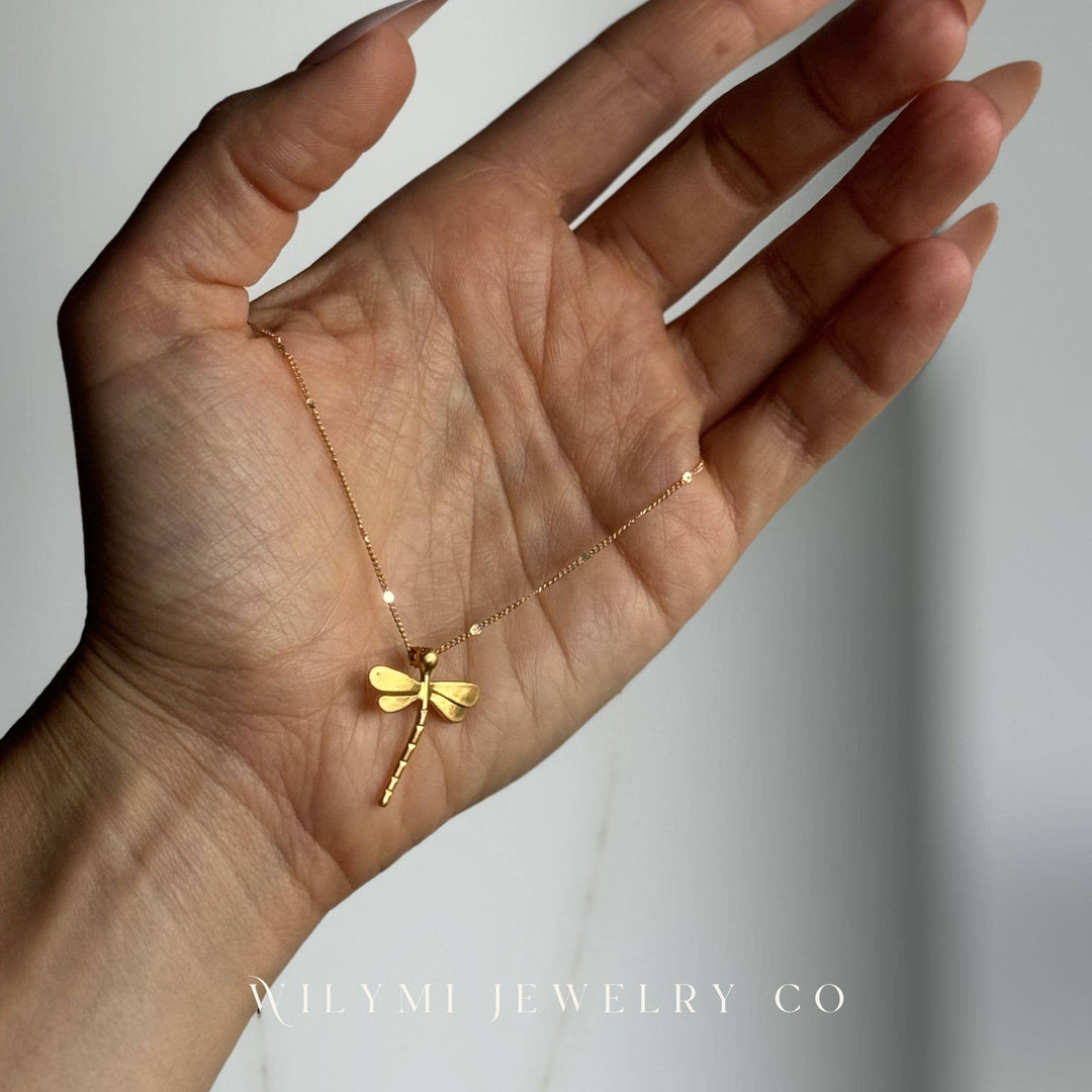 Mini Dragonfly Necklace | Gold Filled | Sparkling