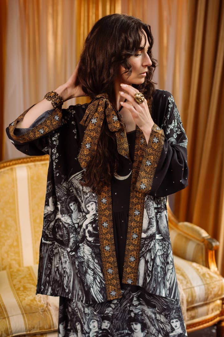 The Guardians Matineé (mid-length) Duster w/ Angels & Moon