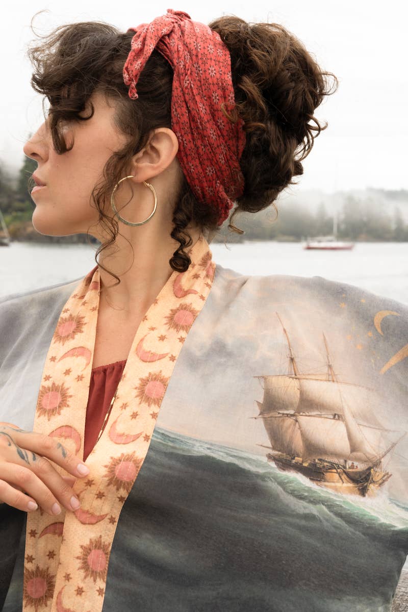 Hold Fast Pixie Duster Cropped Kimono w/ Boat, Rainbow - Canada