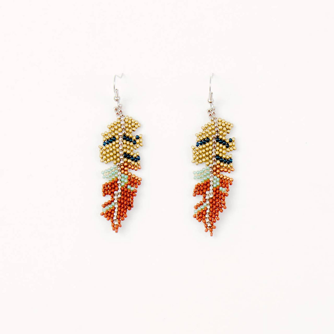 Beaded Feather Earrings - Guatemala