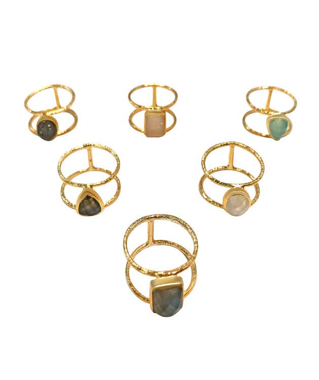 Waveny Ring 24k Gold Vermeil with Semi-Precious Stones