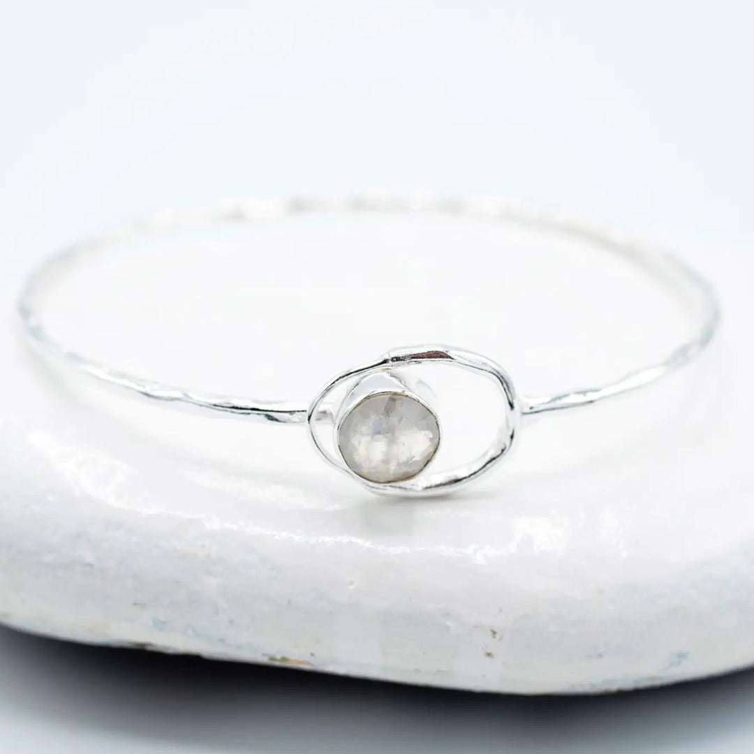 Sterling Silver Plated Encircled Moonstone Bracelet - India