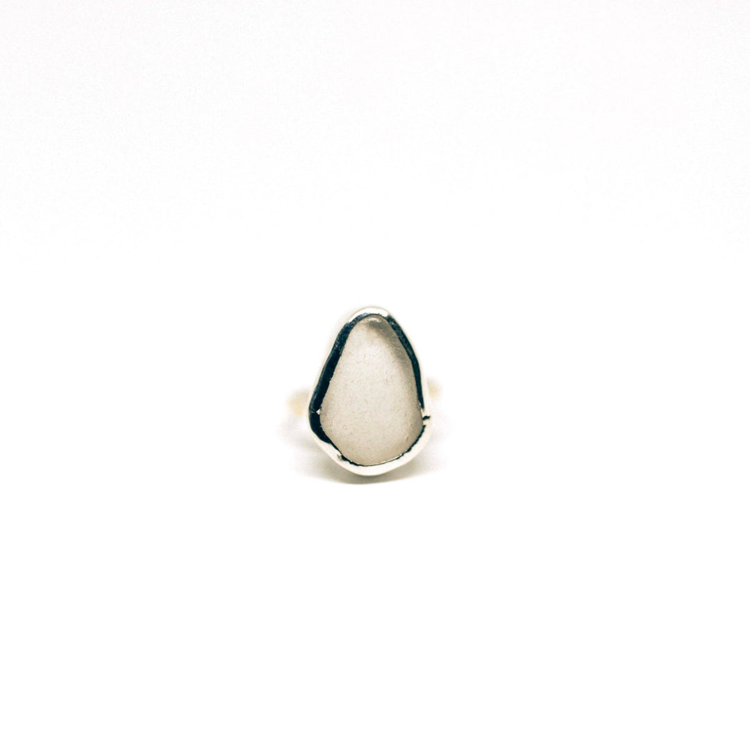 White Sea Glass Ring (Handmade) - Hawaii