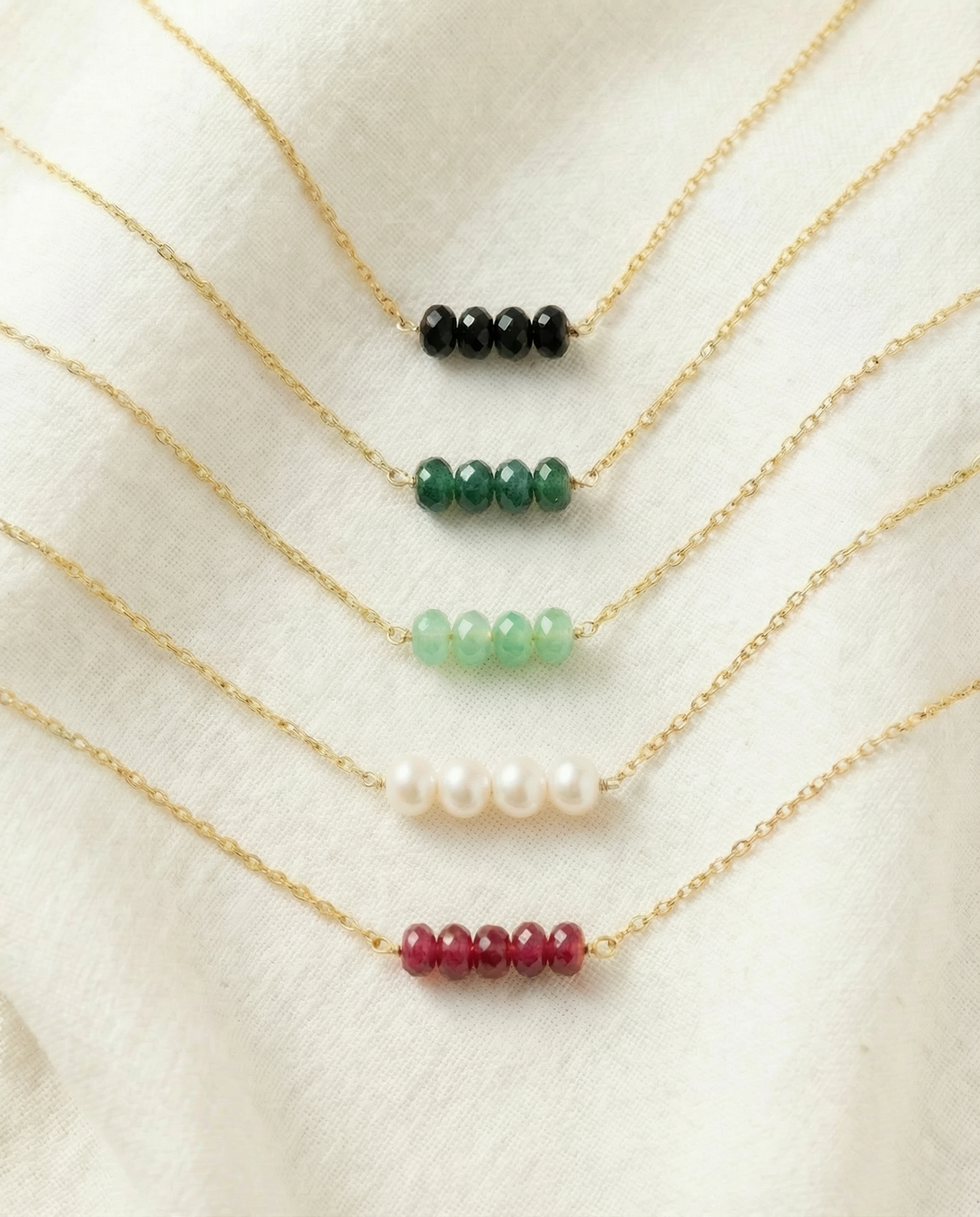Dainty Everyday Gold Tiny Bead Layering Necklace - Connecticut