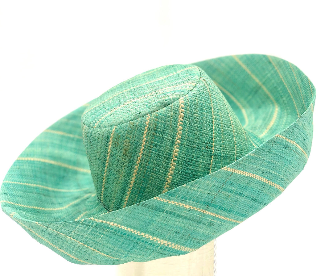 Sun Hats: Pinstripe Packable 5" & 7" Brim Raffia Straw