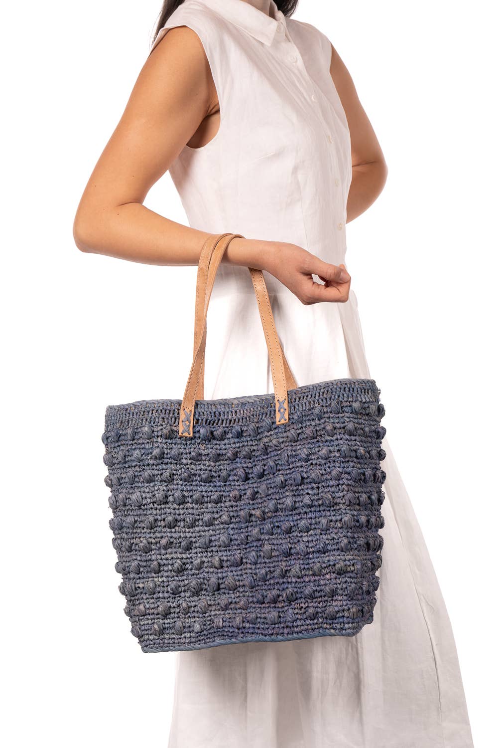 Boucle Crochet Straw Basket Bag