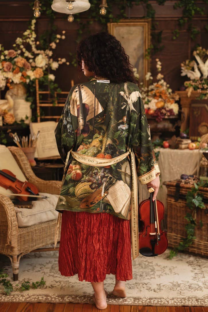 Labour of Love Matineé (mid length) Duster w/ Florals & Violin