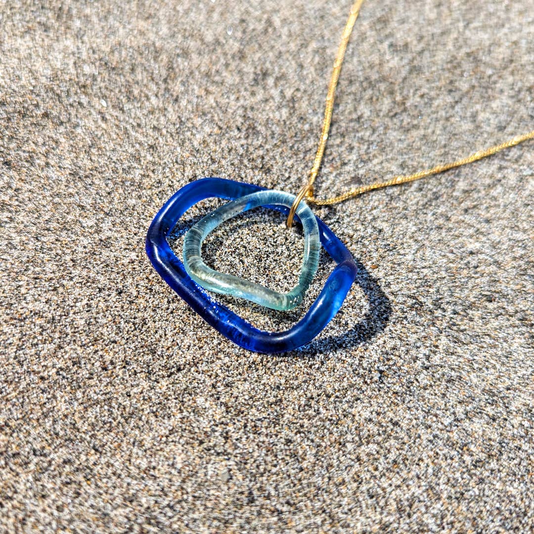 Sea & Sky Wave Double Pendant, Cobalt - USA