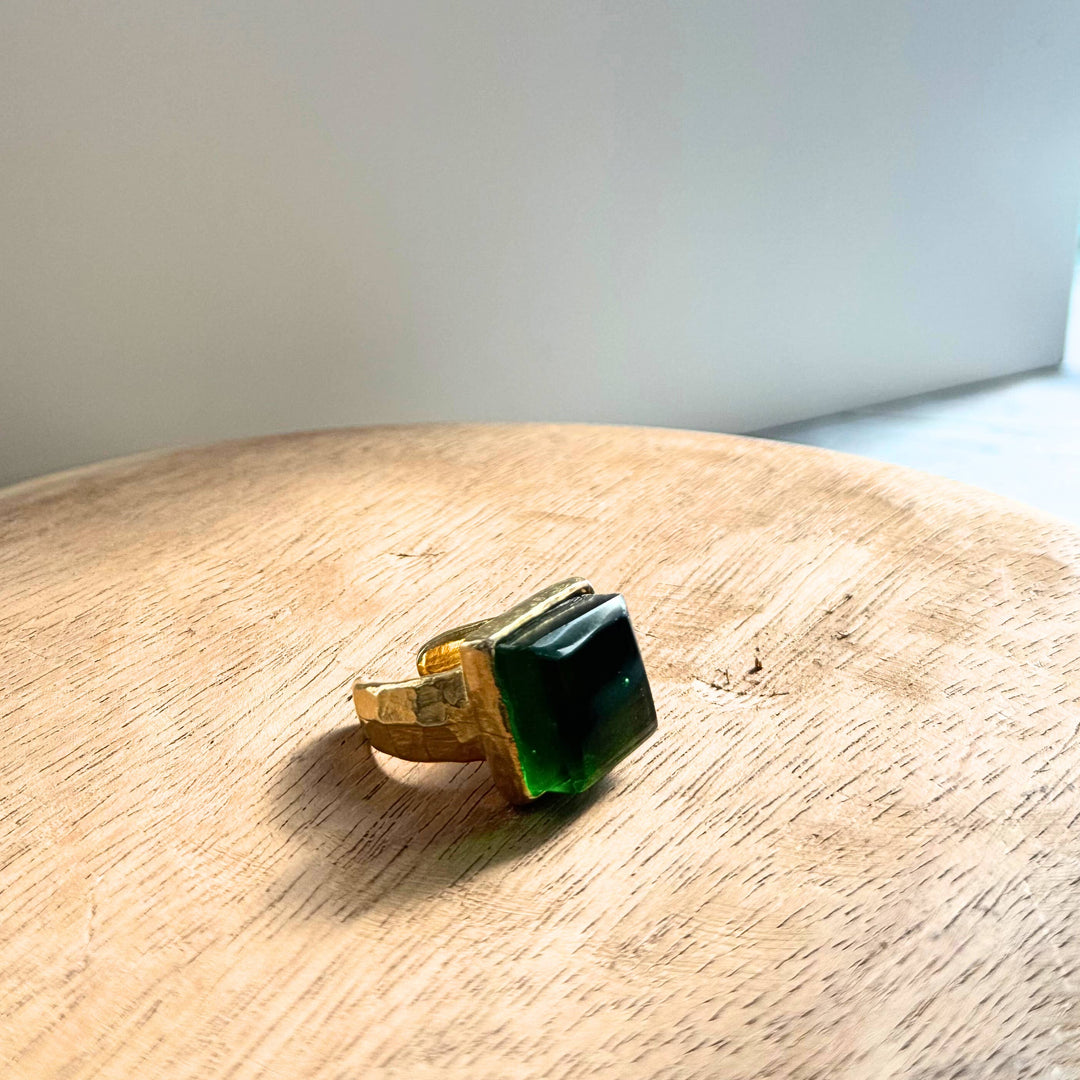 High Gloss Gold Smart Glass Adjustable Statement Ring - USA
