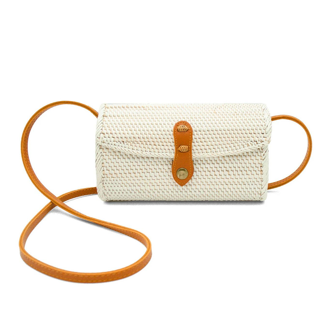 Rattan Bag Purse Wallet Clutch (White) - Bali Straw Wicker
