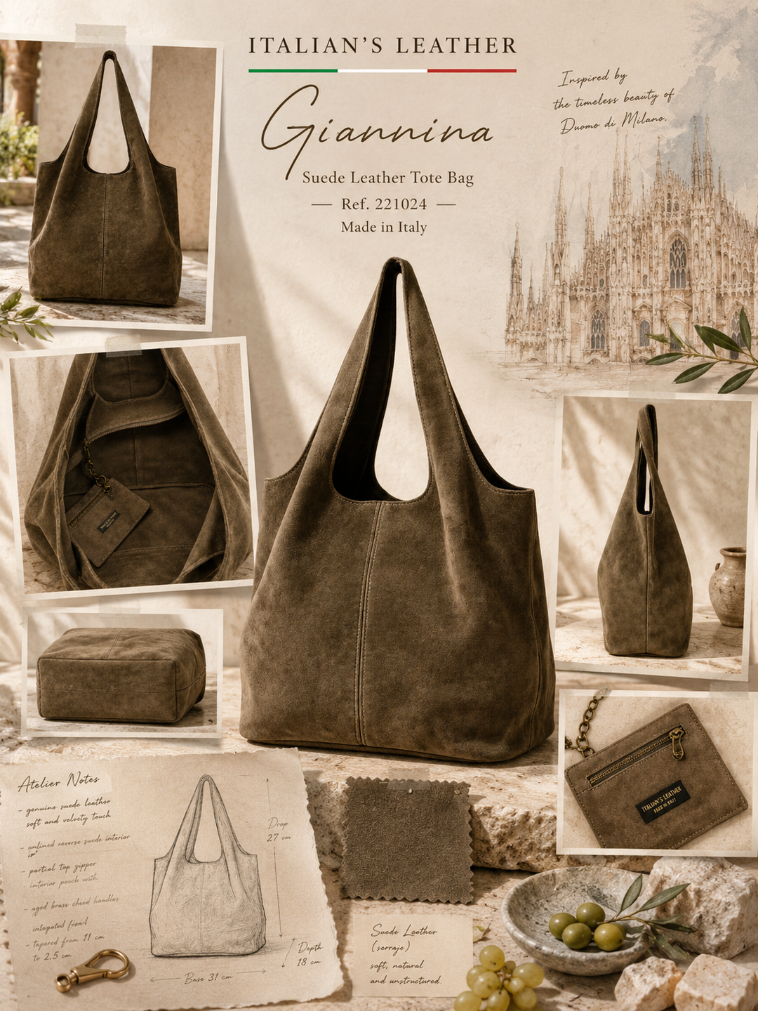 GIANNINA - Suede leather bag