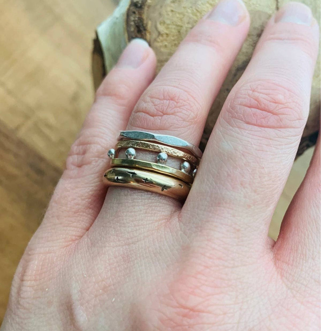 Hello Sunshine Stackable Band- 14k Gold Fill & Sterling Silver Ring