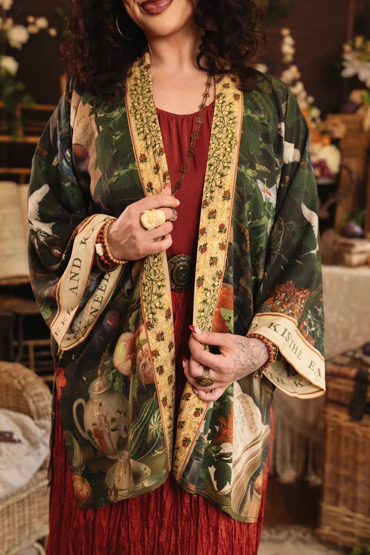 Labour of Love Matineé (mid length) Duster w/ Florals & Violin