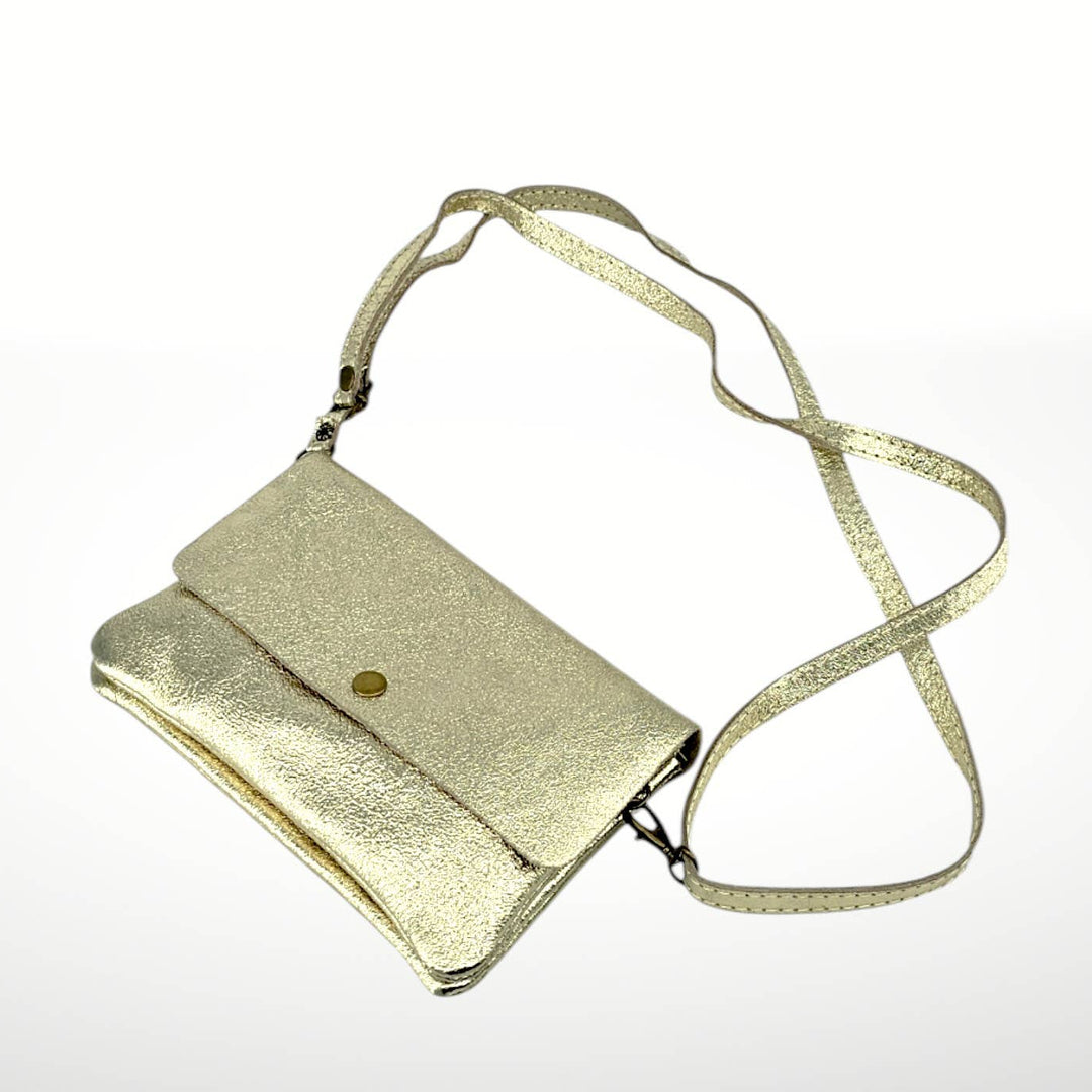 Kelia Laminated Suede Leather Crossbody Bag - Italy