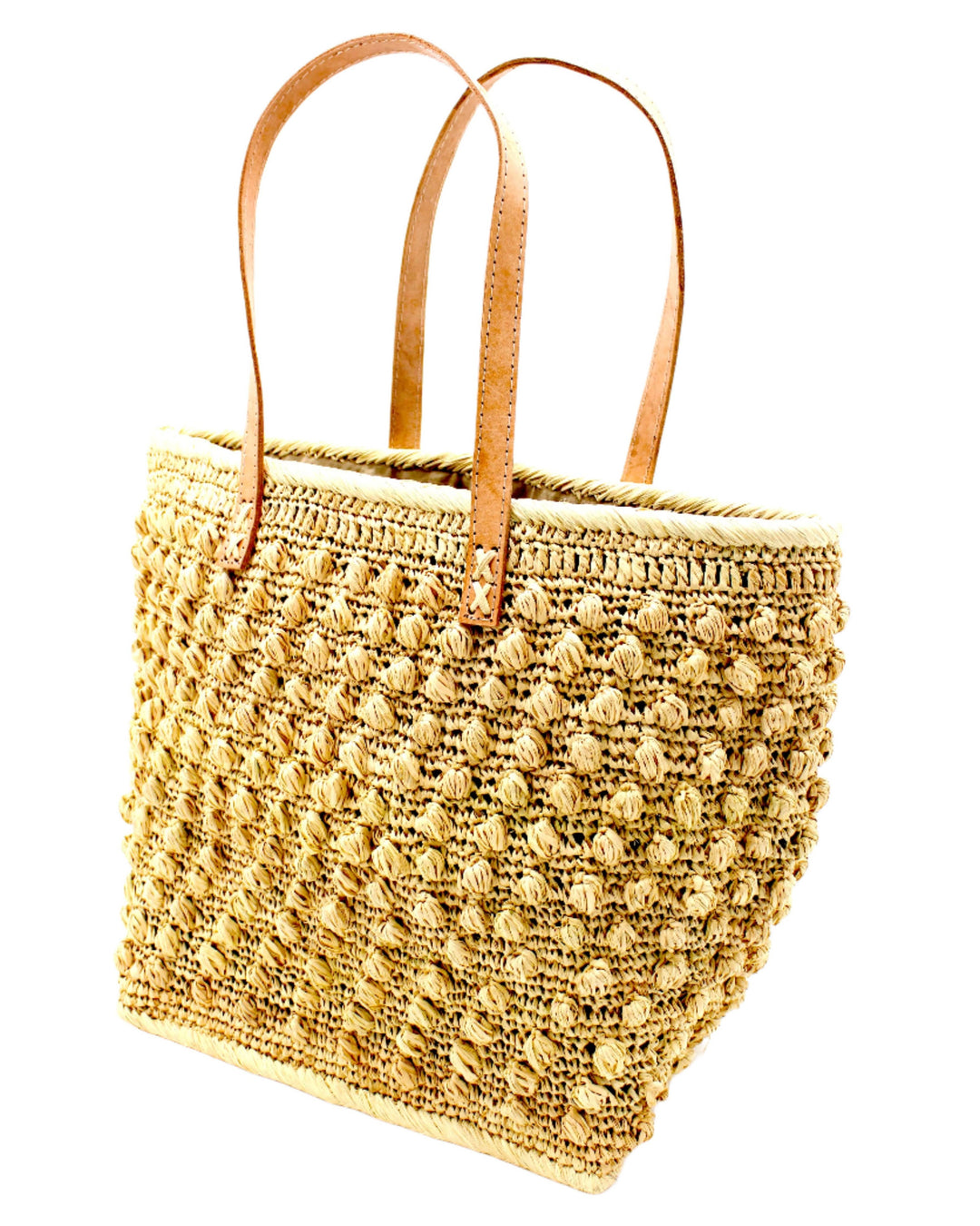 Boucle Crochet Straw Basket Bag
