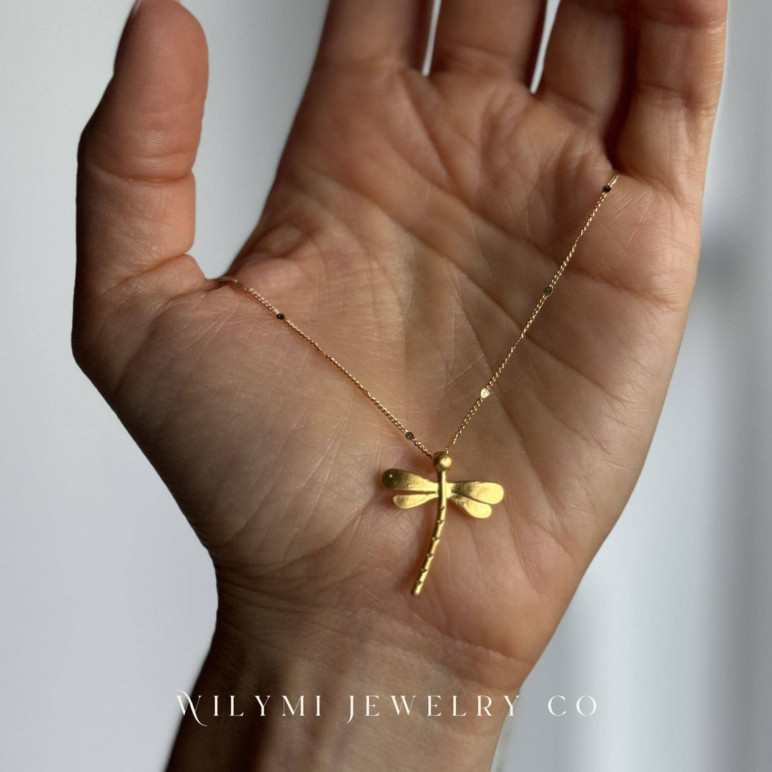 Mini Dragonfly Necklace | Gold Filled | Sparkling