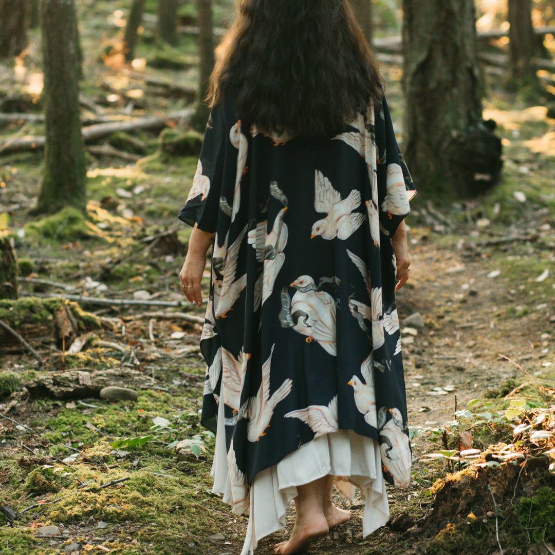 Midnight Doves Bohemian Goddess Starduster Kimono - Canada