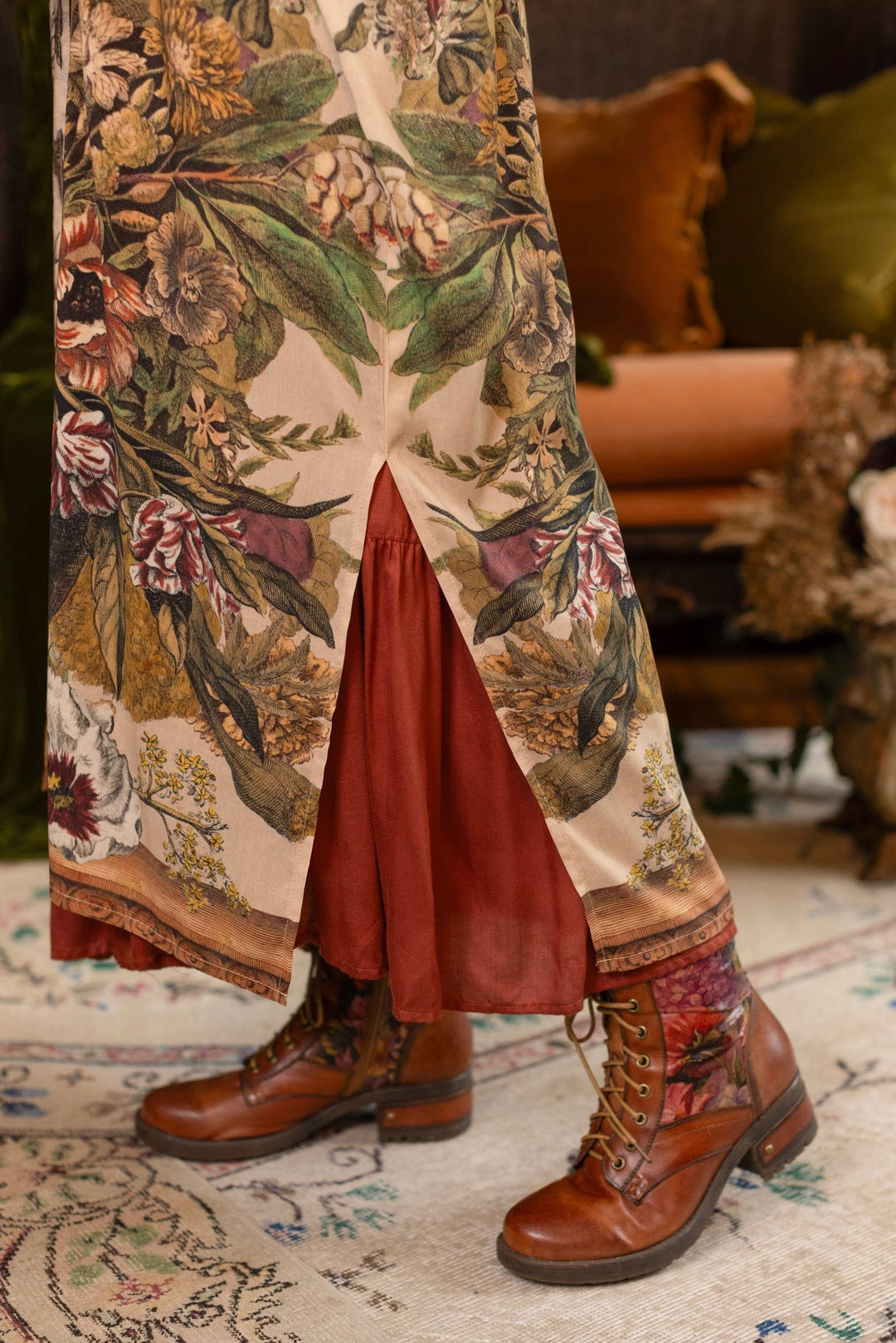 Golden Hour Opera Duster Kimono Robe w/  Floral Print