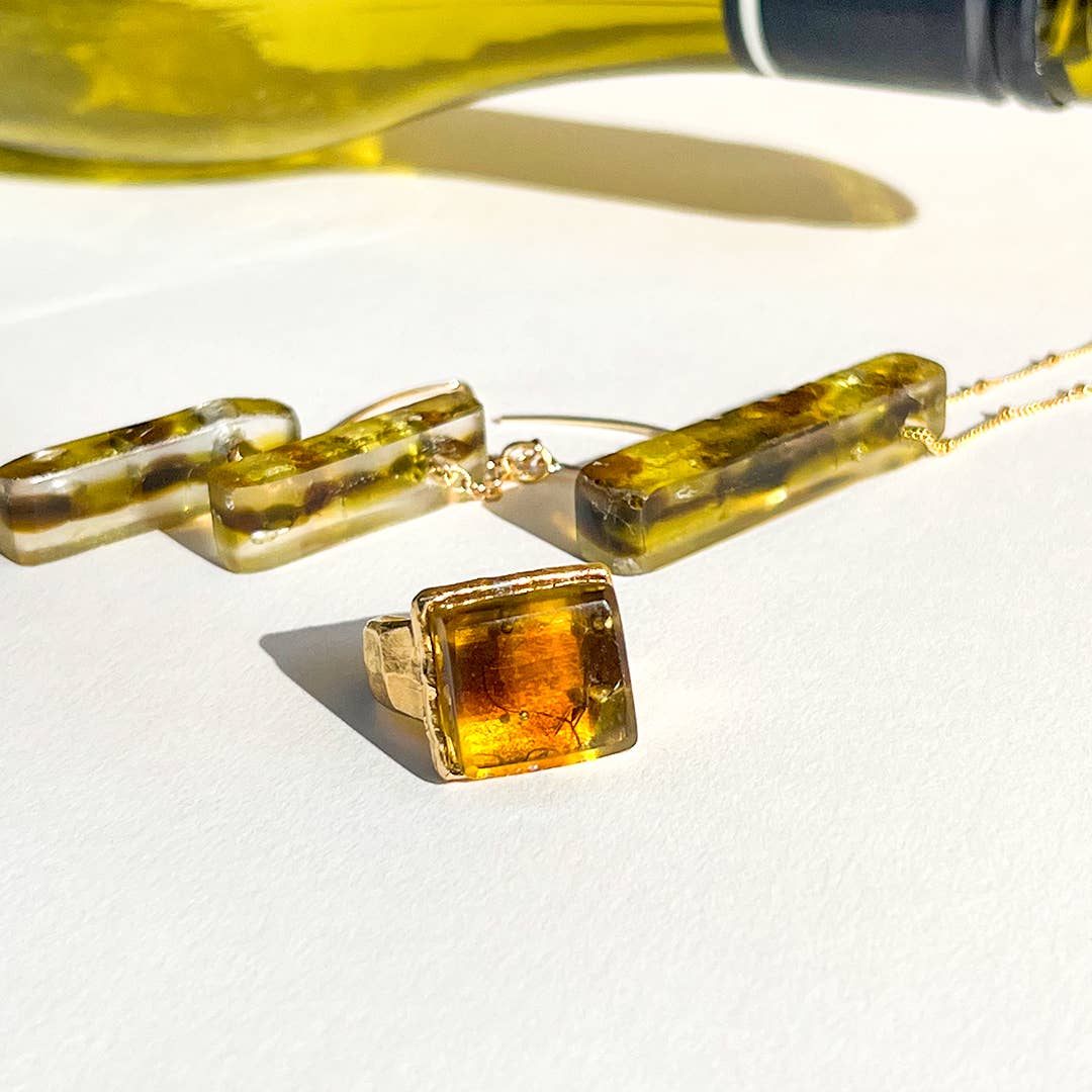 Mosaic Cube Ring - Gold & Tortoise Mosaic - USA