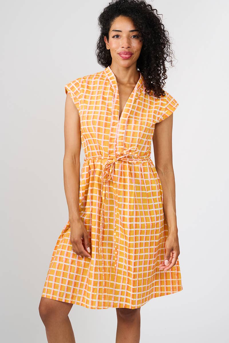 Gold Plaid Retro Dress - Ghana