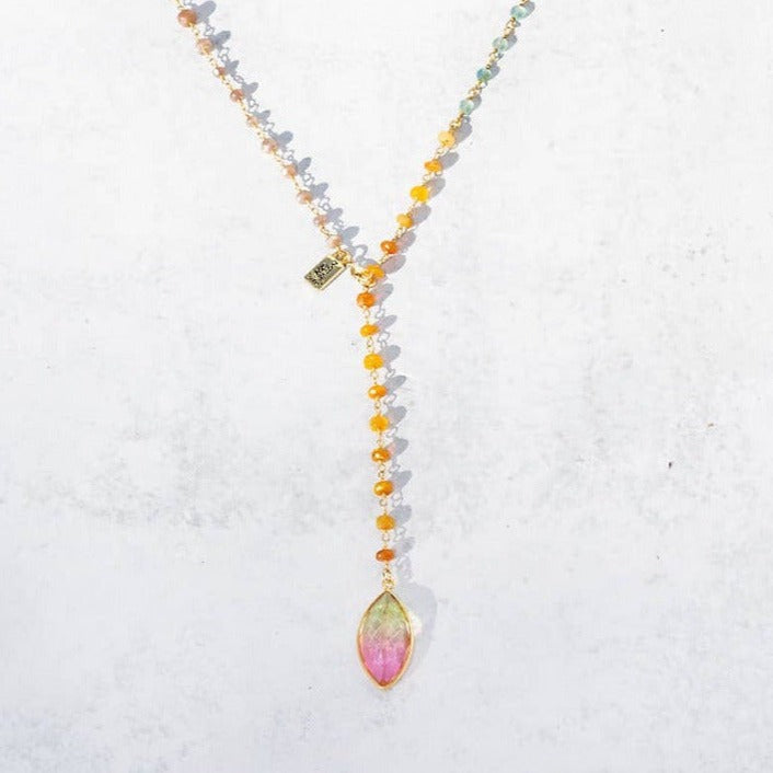 Watercolor Gemstone Necklace, Sorbet - USA