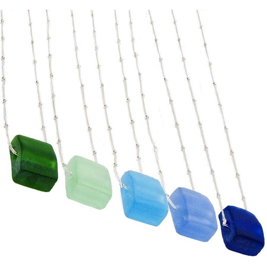 Simple Cube Sterling Necklace - USA