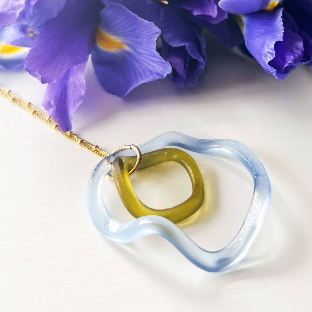 Recycled Glass Flower Necklace - USA