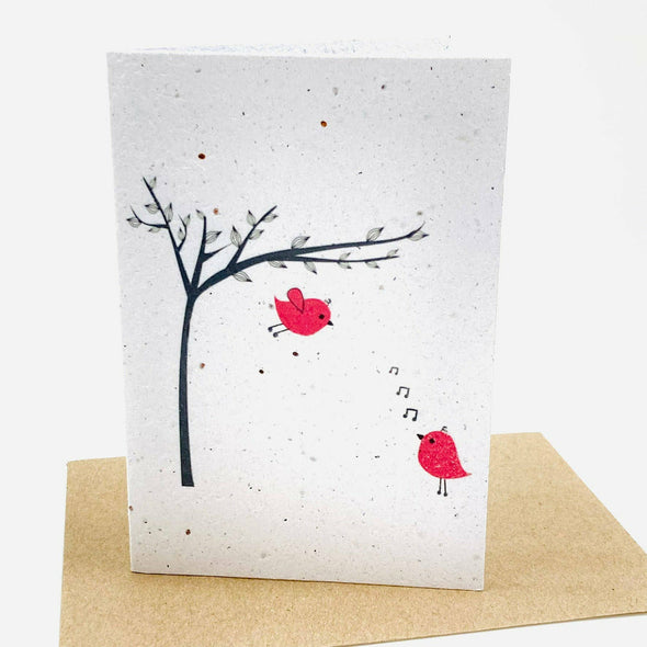 Growing Paper greeting card - Pink Birds