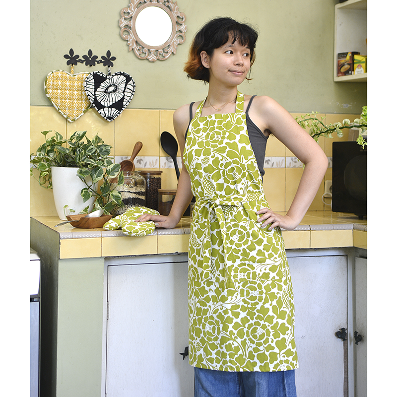 Fall '22 • Printed Soft Canvas Aprons - Green - Bali