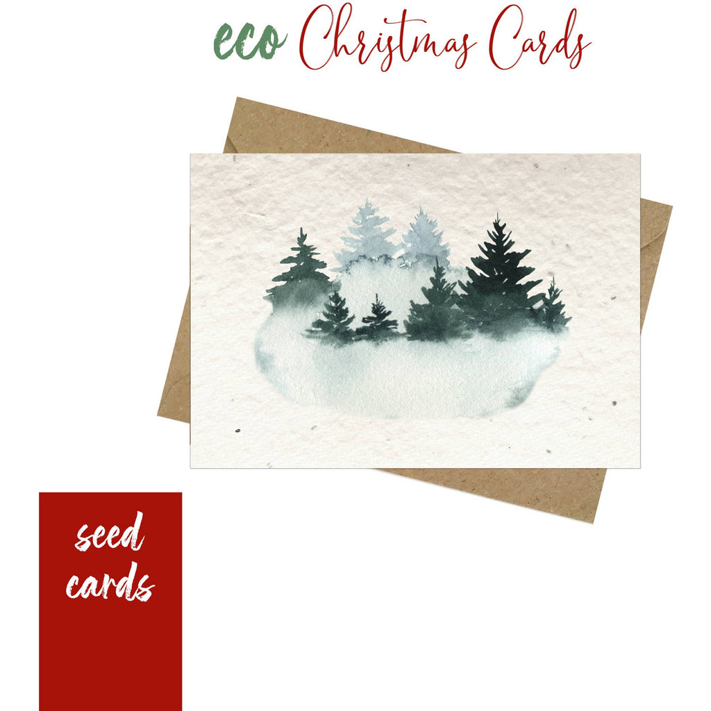 Plantable Christmas Cards - Green Forest