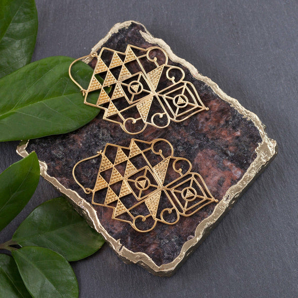 Triangle-rama brass earrings - India
