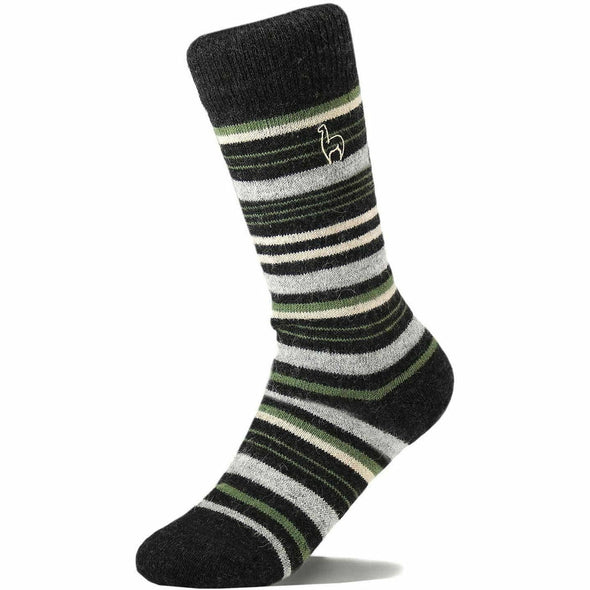 Alpaca Socks - Stripe - Moss