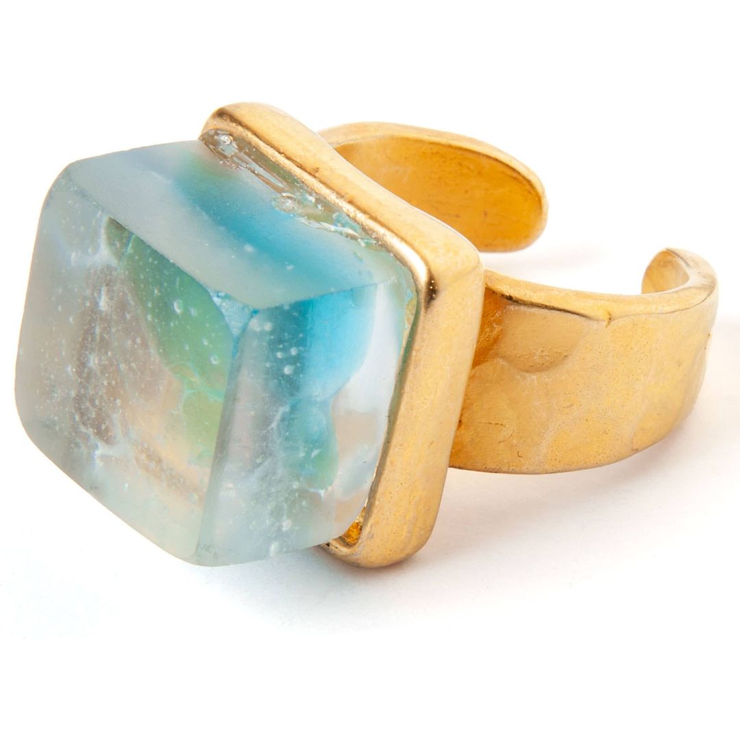 Mosaic Cube Ring, Gold & Paste - USA