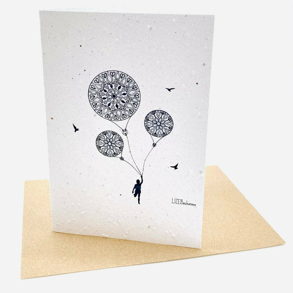 Growing Paper greeting card - Mandala Balloons