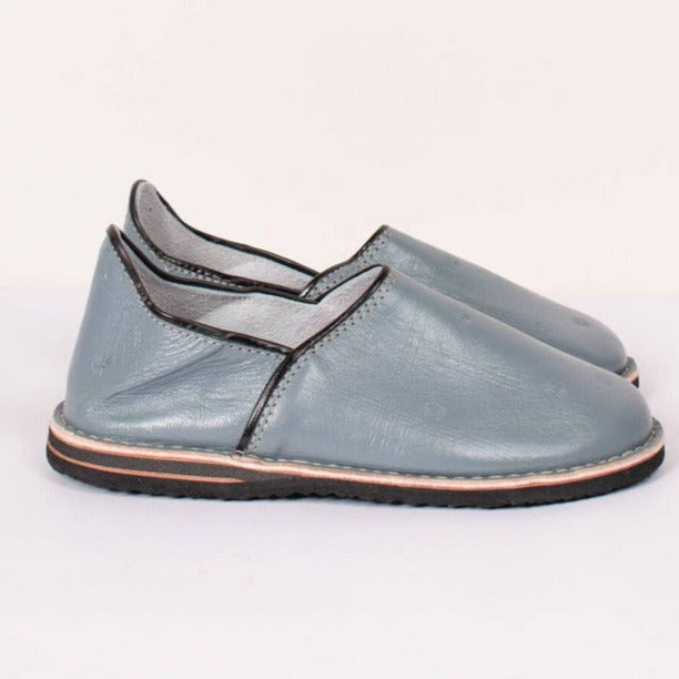 Moroccan Berber Babouche Slippers - Slate Grey