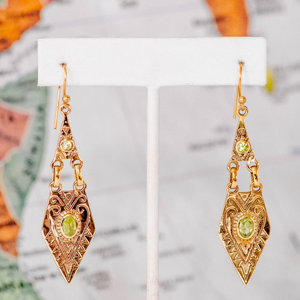 Brass Peridot Earring - Rajasthan, India