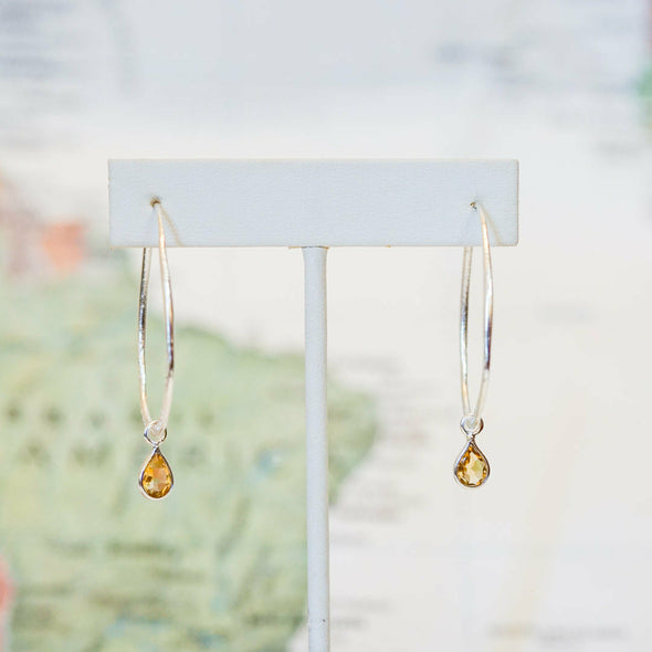 Sunshine Hoop Earrings - Citrine - India