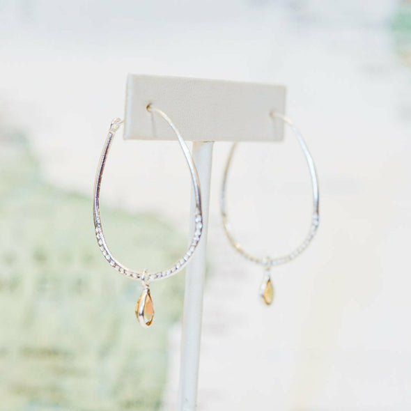 Sunshine Hoop Earrings - Citrine - India