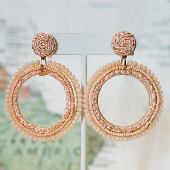 Blush Beaded Loop Earrings - India
